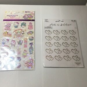 Nwt hello kitty stickers plus free gold hearts Stocking stuffers